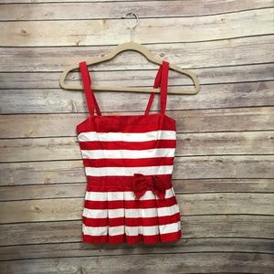 Hollister White and Red stripped ruffle top